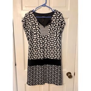 Laundry by Shelli Segal Dress Black White‎ Print Casual Sheath Dress Size M